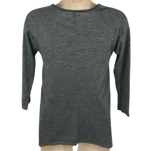 Hollister Womens Keyhole Neck Embroidered Beaded Yoke Gray Blouse Top Size XS - Picture 2 of 4